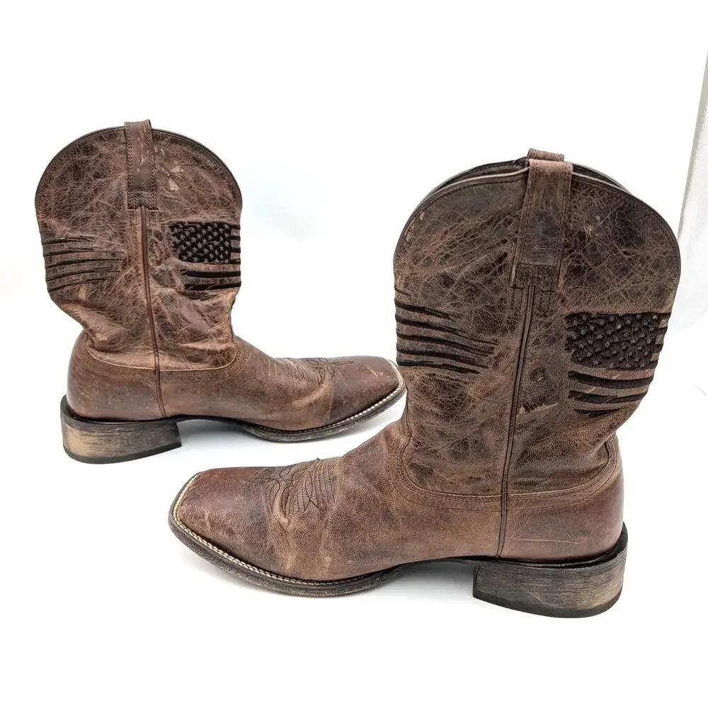 Ariat Circuit Patriot Western Boots Square Toe Men's Brown Size US14D EU48